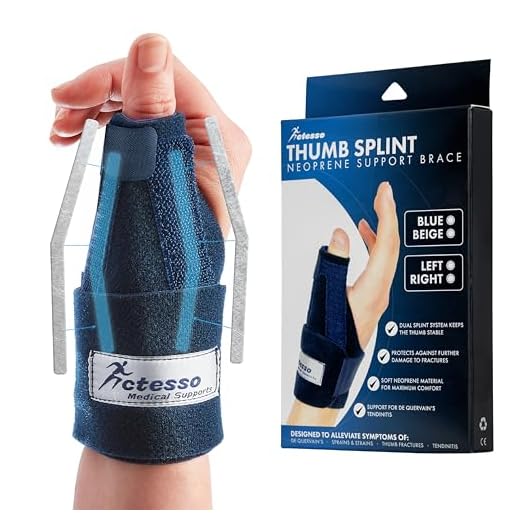 Actesso Férula de Neopreno para el Pulgar - Órtesis para Dolores y Lesiones, Tenosinovitis de De Quervain, Tendinitis y Esguinces - tamaño universal (Azul, Derecha)