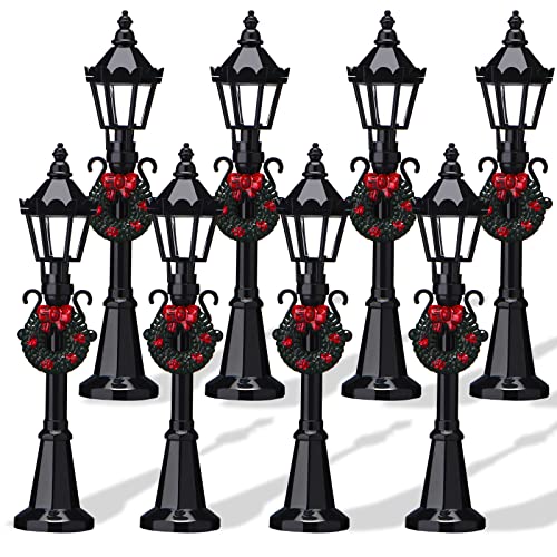 BESTonZON Lot De 4 Lampadaires Miniatures Décoratifs 12 Cm pour Maison De Poupée, Modèles Lampadaires Réalistes, Accessoires Micro-paysages, Décoration Noël