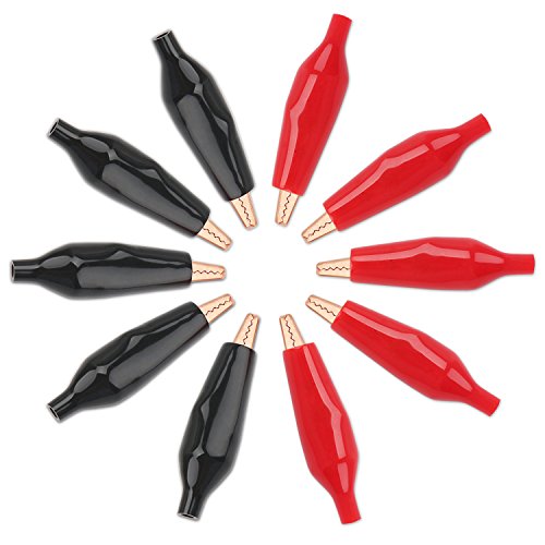 Image of DROK 10pcs Insulated Mini Alligator Clips Electrical Large - 1.77 inch /45mm 10A Pure Copper Alligator Clips for Multimeter