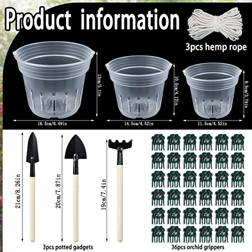 Orchid Pot, Clear Orchid Pot With Holes Plastic Orchid Pots, Orchid Breathable Slotted Pot With Trays For Replanting Indoor Outdoor Plant Breathable Slotted Orchids Nursery Pot ( 4.8In 5.5In 6.4In ) #TOP1