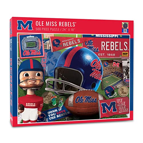 Image of YouTheFan NCAA Mississippi Ole Miss Rebels Retro Series Puzzle - 500 Pieces, Team Colors, Large