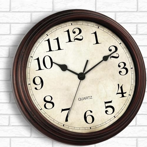 Image of Wall Clock, Bronze Silent Non Ticking Battery Operated Clocks, Decorative for Living Room, Bedrooms, Kitchen, Office (14 inch)