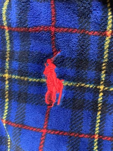 POLO RALPH LAUREN Plush Robe Royal Navy Microfiber Multi Holiday Plaid Polo Pony Player3