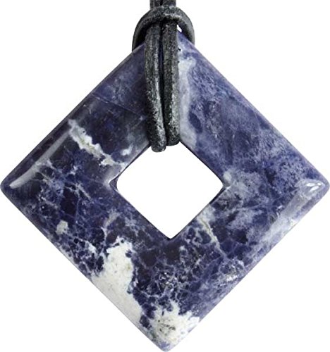ILHORIN ESOTERISME Pendentif Donut carré en Sodalite avec Cordon - Livraison Gratuite