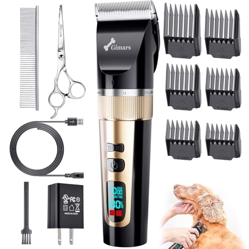 Gimars Professional 7000rpm Low Noise 55db Cordless Rechargeable Dog Clippers, 3.0 Motor Powerful...