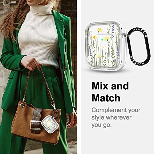 For Airpods Case, For Apple Airpods 1 & 2 Cover, Mosnovo Wild Meadow Floral Protective Clear Airpods Case With Luxe Metal Ring Designed For Girls Women #TOP6