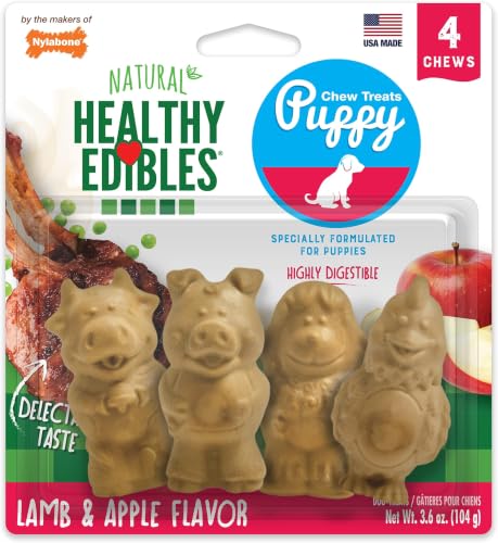 Image of Nylabone Healthy Edibles Puppy Dog Treats, Lamb & Apple Flavor, 4 Count (Pack of 6)