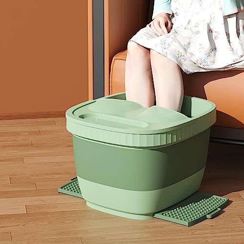 Foot Bucket For Soaking Feet Basin Collapsible Foot Bath Basin For Soaking Feet,Foot Soak Tub,Plastic Foot Bucket With Massage Acupoint Bump Massage Dots And Retractable Footrest ( Color : Green , Siz