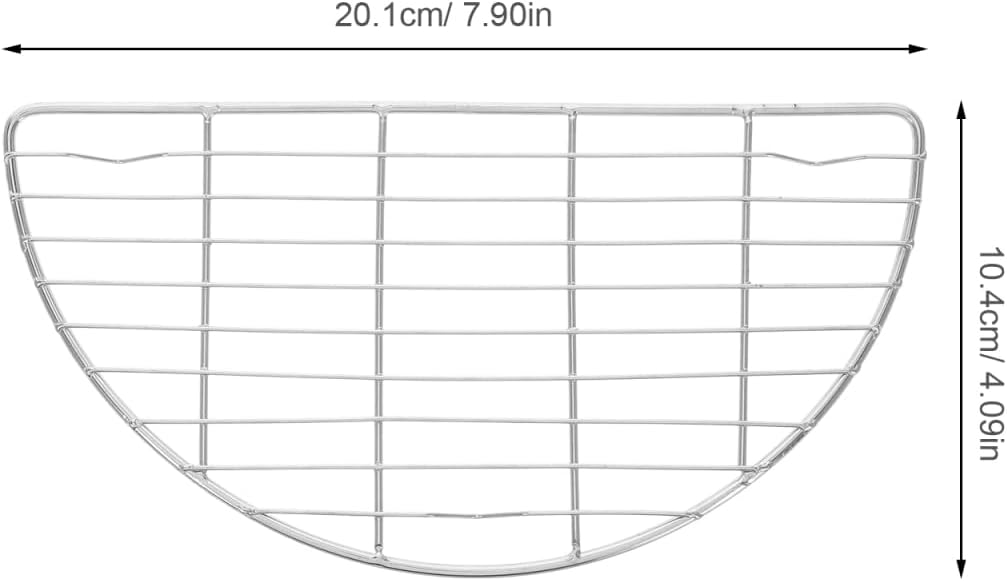 Stainless Steel Wire Cooling Rack Half Round Oil Drain Rack for Tempura Fried Food Baking Steaming 2 pack 7.91 X 4.09 X 0.23 in