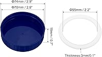 Vista 2 de PATIKIL Tapas de plástico de boca regular para tarros de 2.77 pulgadas, 1 juego/6 tapas para tarros de conservas con anillo de sellado de silicona