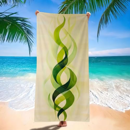 Toallas Playa Verde 220x100 cm Toalla Playa Grande, Mujeres y Hombres Toalla Gimnasio, Abstracto Toallas Microfibra, Absorbente, Pareos Mujer Ligera y de Secado Rápido, para Viajes, Camping H-1815