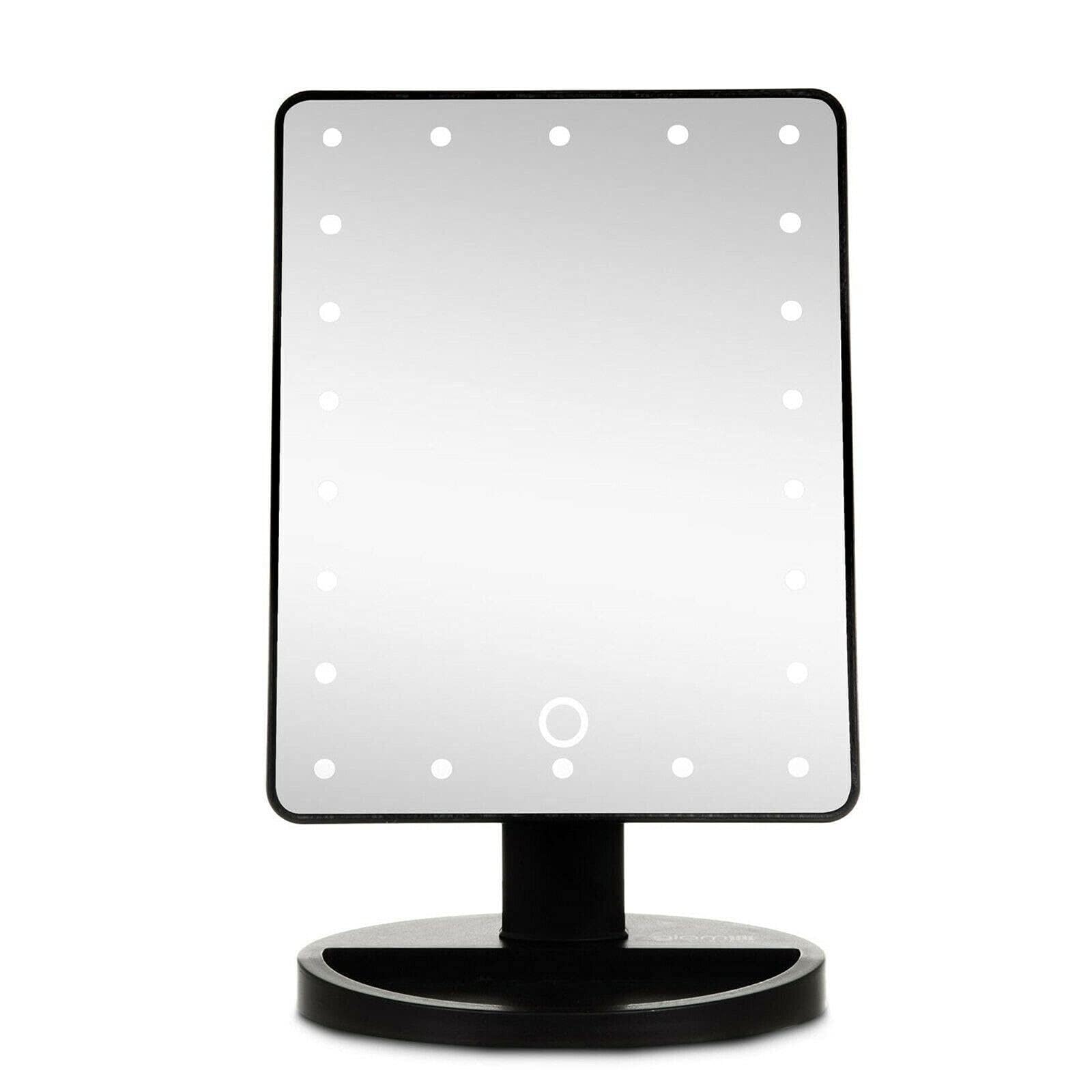 Faboer Makeup Vanity Mirror with Lights, Lighted Makeup Mirror with Detachable 5X Magnification, 22 Led Dimming Touch Sensor, Dual Power Supply, 180° Rotation, Portable Cosmetic Mirror (Black)