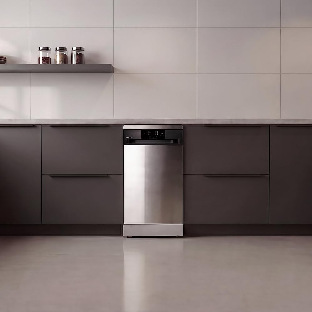 Cecotec Lavastoviglie Libera Installazione 45 cm Bolero Aguazero 4350 Inox. 9 Coperti, 4 Programmi, Classe D, Inverter Plus Duo, Pannello Touch, AutoClean, Delay Start, Cestello Posate, Inox