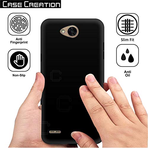 Image of Case Creation Compatible for LG X Power 2 2018 Back case, for LG X Power 2 Slim Flexible Smart Look case with 360 Camera All Angle Protection (Pure Black)