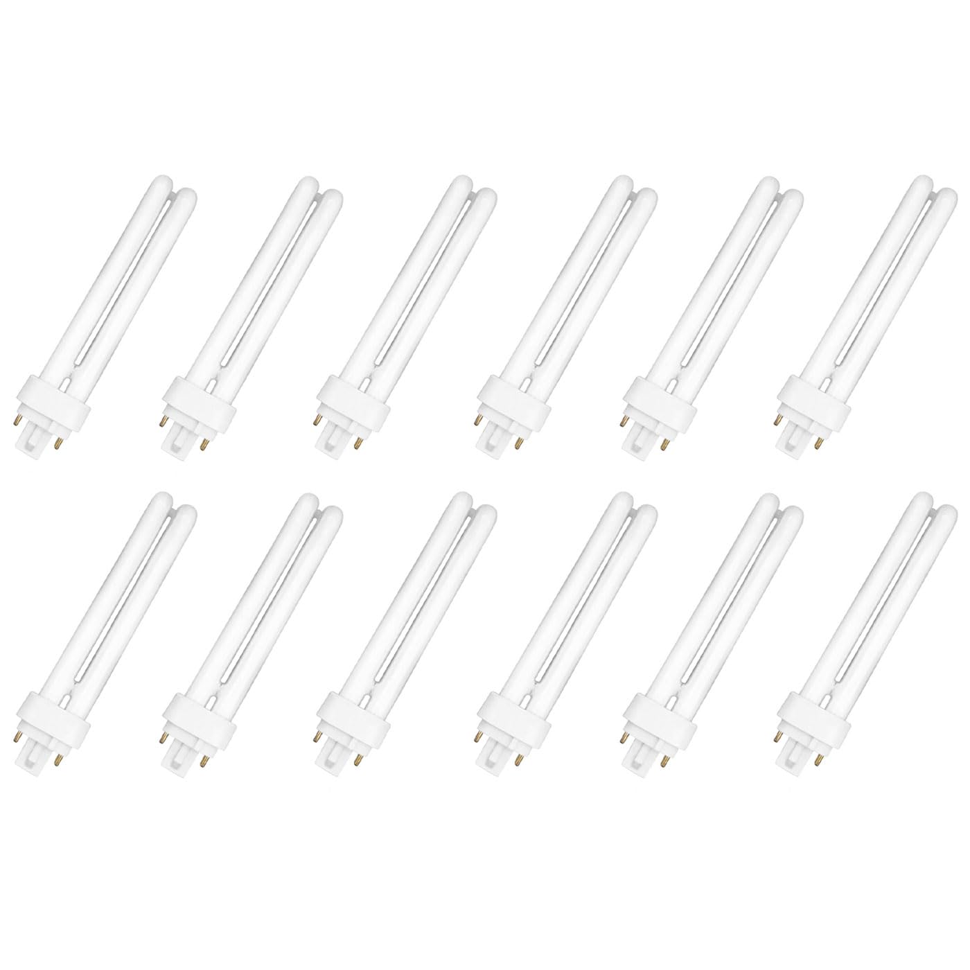 Acan Tradineur - Pack de 12 Bombillas de bajo Consumo, 2 Tubos, G24D-2 (2 Pines), 18W Equivalente a 90W, 1080 lúmenes, 6400K, luz Blanca fría, eficiencia energética A+, 8000 Horas - 14,5 x 2,5 cm