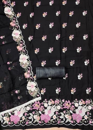 Image of Pandadi Saree Women's Cotton Embroidery Unstitched Salwar Suit Dress Material