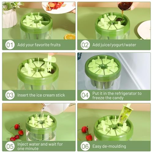 Image of Solitude 8 Pcs Ice Cream Kulfi Mould | BPA Free Food Grade Reusable Round Ice Box Container | Quick Release DIY Homemade Popsicle, Yoghurt Bar, Fruit Ice Pop Maker for Kids and Adults