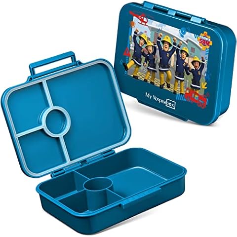 My Vesperbox Bia - Bento Box Children's 100% Leak-proof & BPA Free - Extremely Robust - Lunch Box - Ideal for Nursery and School (Petrol - Fireman Sam Team) Cover