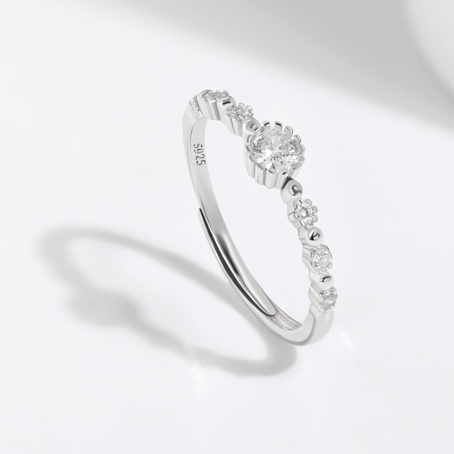Silberring für Frauen zierlicher stapelbarer Goldring Statement Sonnenring handgefertigt minimalistischer Diamantring Größe verstellbar 3-10