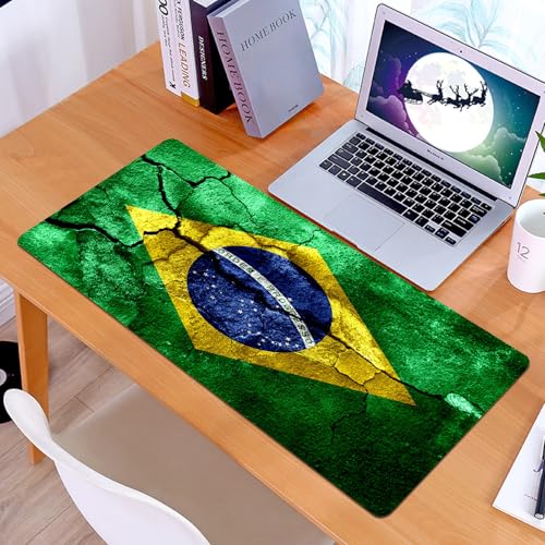 KDWJS Gaming Mouse Pad Mouse Mat - 35.5 x 16 in - XXL mousepad - Table mat large size - improved precision and speed - Brazilian flag, with cracks evokes the idea of challenge, made of yellow, blue KDWJS Gaming Mouse Pad Mouse Mat - 35.5 x 16 in - XXL mousepad - Table mat large size - improved precision and speed - Brazilian flag, with cracks evokes the idea of challenge, made of yellow, blue