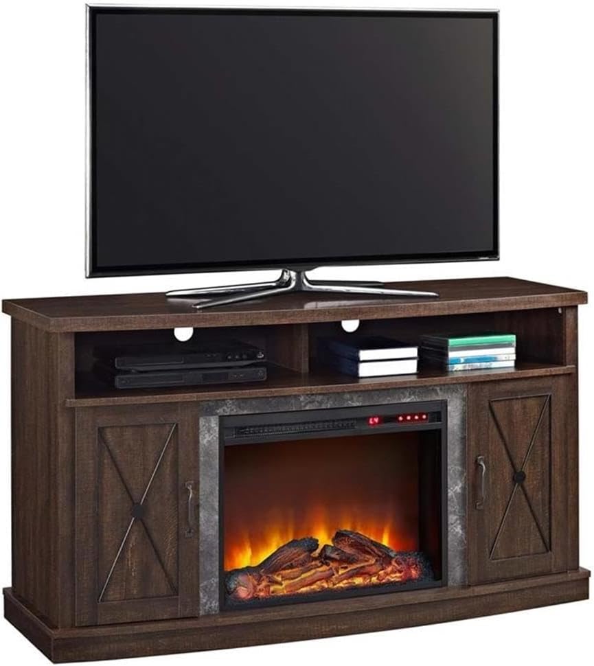 Ameriwood Home Barrow Creek Electric Fireplace TV Stand for TVs up to 60", Espresso