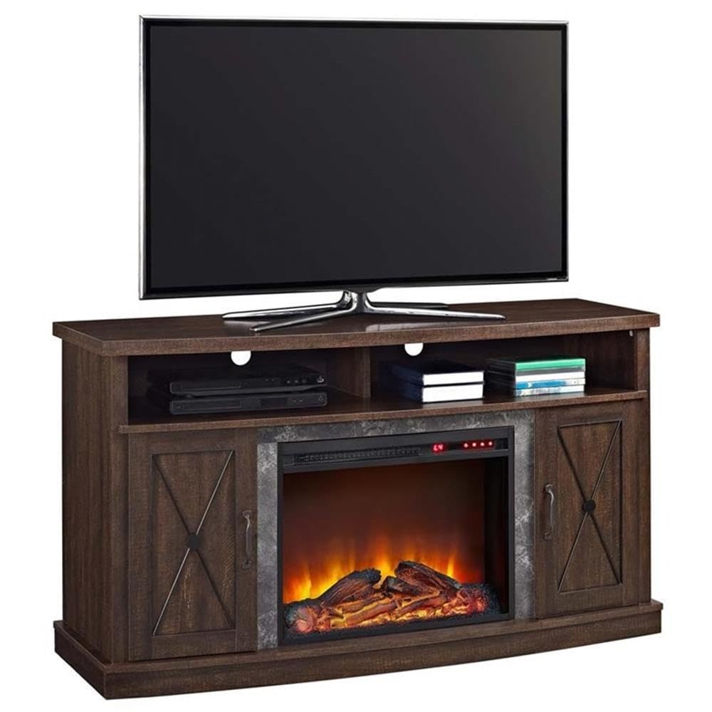 Ameriwood Home Barrow Creek Electric Fireplace TV Stand for TVs up to 60", Espresso