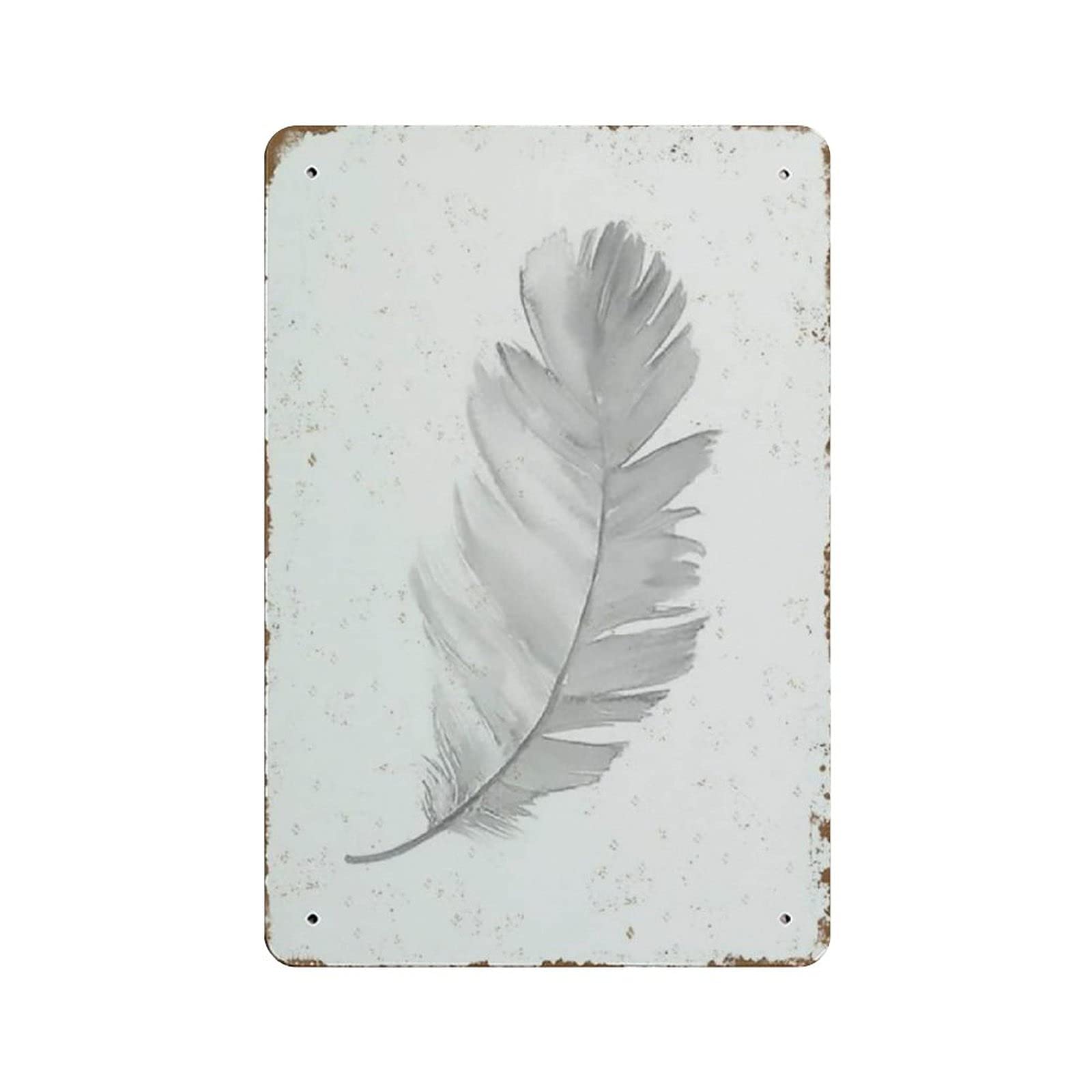 Metal Tin Sign Feathers Painting Vintage Tin Poster Metal Sign Wall Decoration Country Kitchen Home Garage Decor 12"x8"
