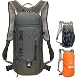 LOCAL LION Fahrradrucksack Wasserdicht 12L, Wanderrucksack Damen Klein, Skirucksack mit Regenschutz, Trinkrucksack Fahrrad, Leichter Laufrucksack für Fahrradtour Skiurlaub Wandern Städtetour