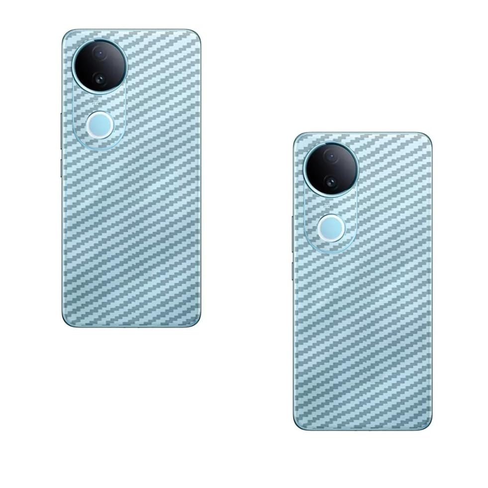 Image of (Pack of 2) Compatible with Skin Sticker /Vinyl wrap /Protective Film Mobile Back Skin Carbon Fiber 3D Transparent by Candeal Mizhan(Only Back) (Vivo, Vivo V50 / V50e / T4R / iQOO Z10R)