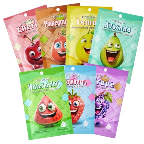 7 Pcs Mascarillas Faciales Mascarilla Facial NiñA Mascarilla Cara Mascarilla Facial Mascarillas Faciales Para NiñAs Mascarilla Facial Hidratante Con Esencias De Frutas Pura Mascarilla Natural Frutas