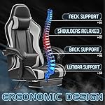 Homall Gaming Chair, Video Game Chair with Footrest and Massage Lumbar Support, Ergonomic Computer Chair Height Adjustable with Swivel Seat and Headrest (White) - Image 4