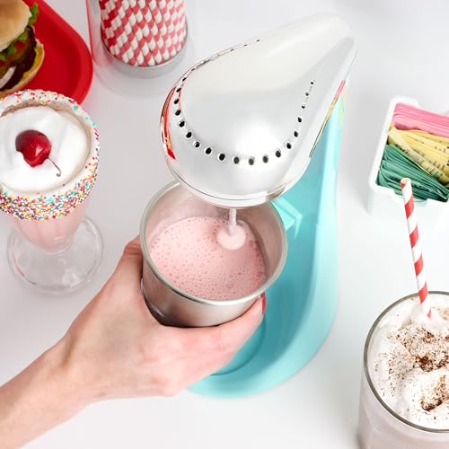 Nostalgia Two-Speed Electric Milkshake Maker and Drink Mixer, Includes 16-Ounce Stainless Steel Mixing Cup and Rod, Aqua - image 6