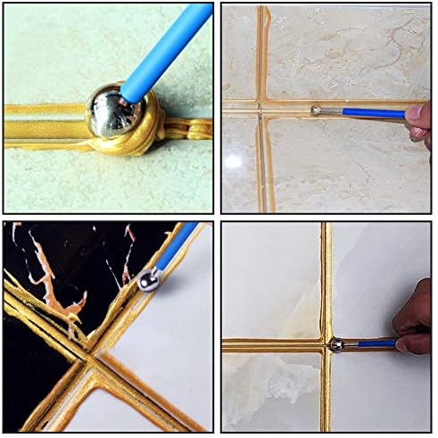 SPEEDWOX Caulking Tool Metal Ball 4 Pcs Polymer Clay Tool Kit Grout Finisher for Tile Grout Coating Sealant Finishing Fondant Cake Paper Flower Decorating Sculpture Modeling Craft DIY Tool Set