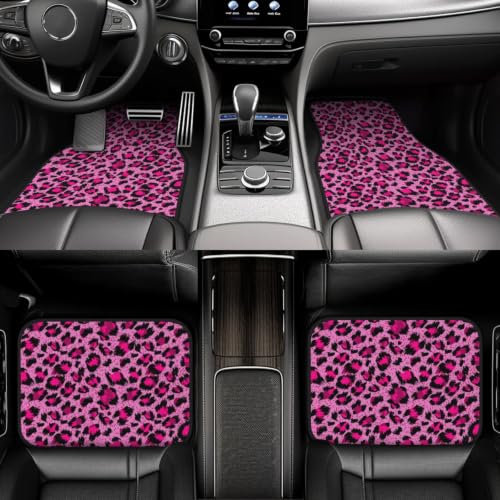 Alfombrillas para coche de lujo con diseño de leopardo rosa texturizado 6
