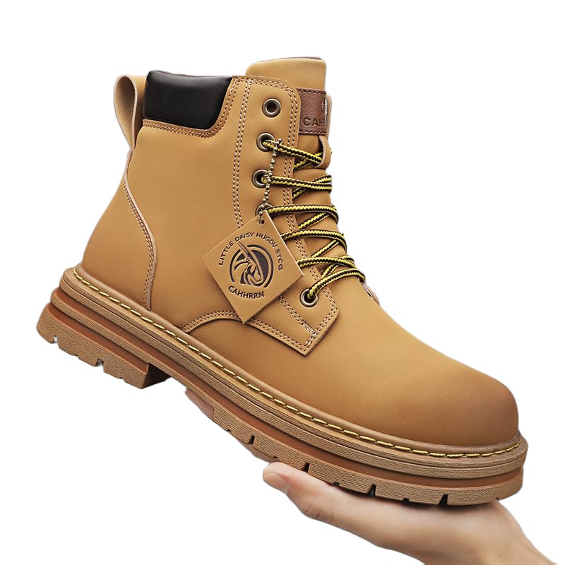 [Luvian] ワークブーツ ハイカットブーツ メンズ レースアップブーツ ライディングブーツ厚底 革 耐摩 防水 防寒 滑り止め ヴィンテージな英国風 大人用 バイク用品 アウトドア