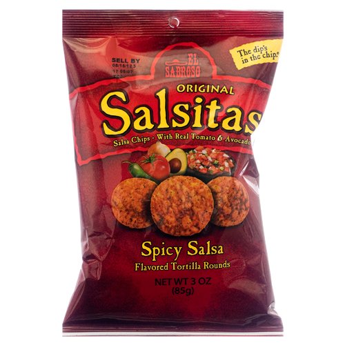 El Sabroso Original Salsitas, Spicy Salsa Tortilla Rounds, 3-Ounce Bags (Pack of 12)