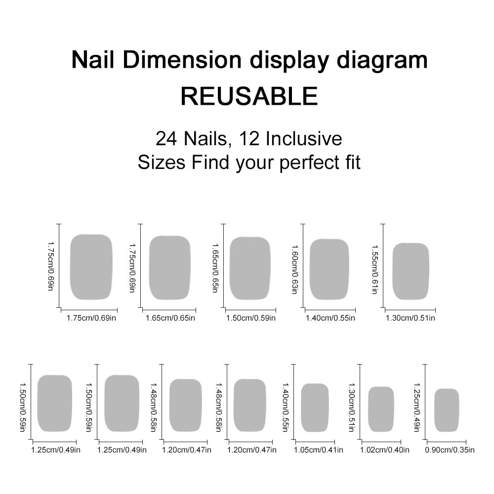 Short Square Press on Nails Neon Rainbow Fake Nails with Designs Purple Yellow Blue False Nails Cute Acrylic Nails Artificial Fingernail Full Cover Stick on Nails for Women 24Pcs
