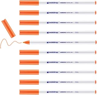 edding 4600 pennarelli tessili – arancione fluo – 10 pezzi – punta rotonda 1 mm –...