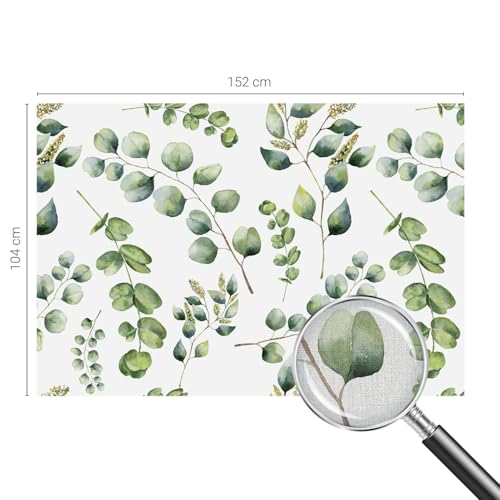 Mural de pared autoadhesivo de hojas verdes de 152x104 cm con estampados botánicos realistas 5