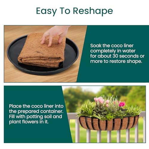 CEED4U 2 Pcs 24 Inch Trough Coco Coir Liner for Plants Replaceable Hanging Baskets Coconut Fiber Liner for Wall Planter Flower Pot Natural Garden Coco Husk Planter - Thumbnail 3