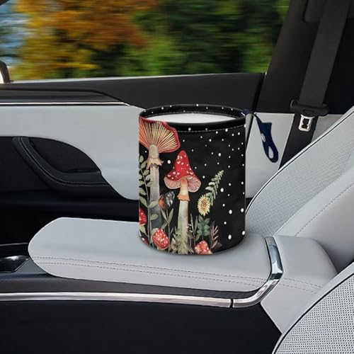 Image of Pensura Aesthetic Mushroom Car Garbage Can Portable Waterproof Car Back Seat Organizer Reusable Multipurpose Trash Bin for Car Compatible with Most Cars