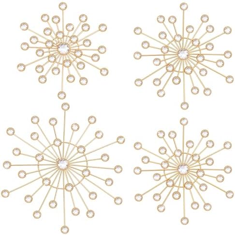 EVERJOYCRAFT 4pcs Sunburst Metal Wall Art Decor Bling Crystal Wal...