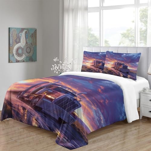 Housse de couette tracteur 200x200 anti-plis en microfibre 3 pièces