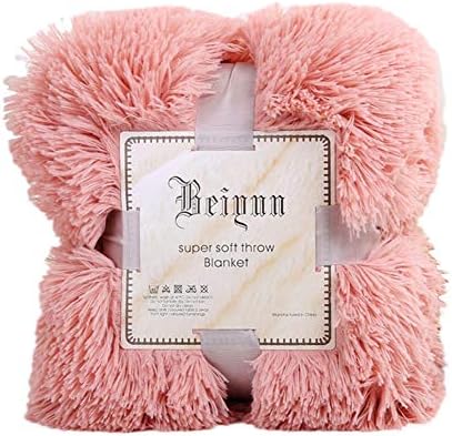 Napacoh Fluffy Blanket Bed/Sofa Throwover Blanket, 80x120cm Soft Fluffy Shaggy Bedspread, Faux Fur Blanket Mint Green