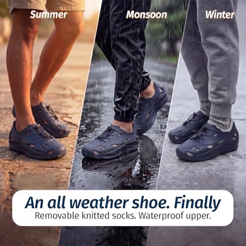 Image of YOHO Zogs Convertible Hybrid Clog-Sneaker for Men | Waterproof Monsoon & Rainy Footwear | Removable Knit Socks