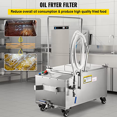 Vevor Mobile Fryer Filter, 116 Lbs/58 L/15.32 Gal Capacity, 300W Oil Filtration System With 5 L/Min Flow Rate, Frying Oil Filtering System With 10 L/Min Pump Wheels Oil Hose, 110V/60Hz #TOP1