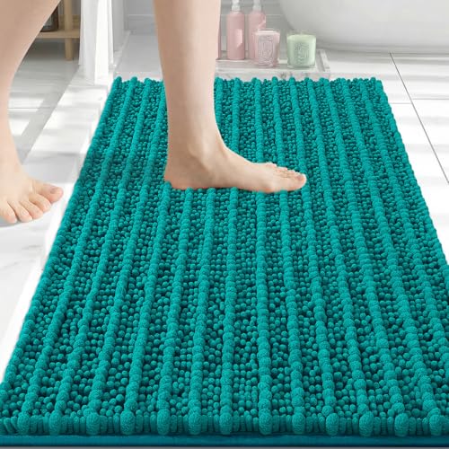 Image of Arotive Luxury Bathroom Rugs 30x20, Extra Soft Thick Absorbent Shaggy Chenille Bath Rugs, Machine Wash Dry, Bath Mats for Bathroom Floor, Tub and Shower, Home Decor Accessories, Lake Blue