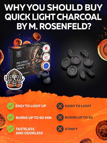 Charcoal Discs to Burn Incense - 30 pcs Charcoal for Incense Burning - 33 mm Most Quick Light Coals Tablets by M. ROSENFELD - 33 mm Resin Burner Rolls – Pack of 30 Instant Fire Coal Tablets - Image 4