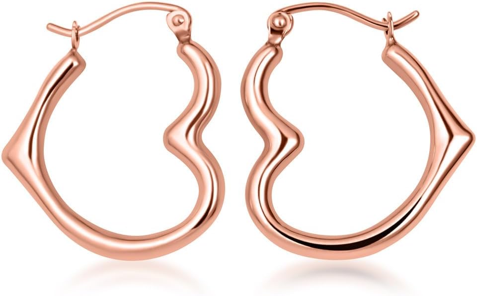 Claddagh Gold 14K Gold Sideways Heart Hoop Earrings Available in Yellow or Rose Gold