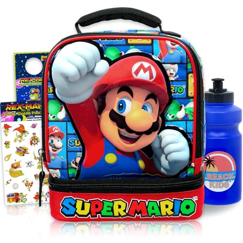 Super Mario Lunch Box for Boys Bundle w/Insulated Lunch Bag + More